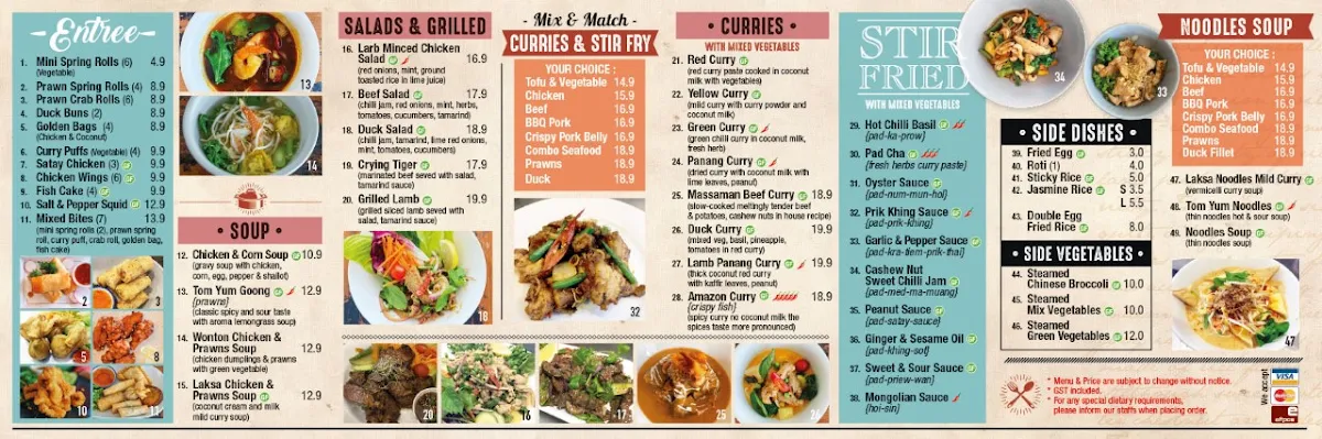 Menu, Thai Bites Kogarah