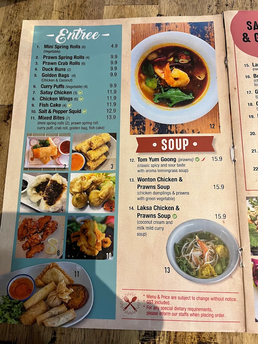 Menu, Thai Bites Kogarah