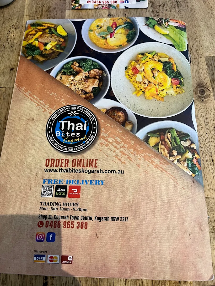 Menu, Thai Bites Kogarah