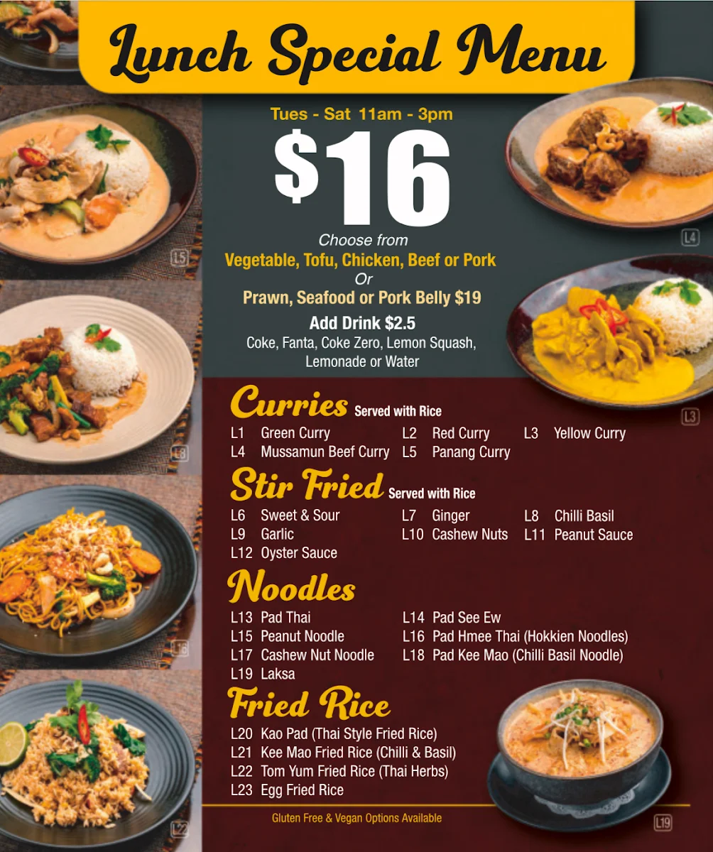 Menu, Kasalong Thai Restaurant Richmond