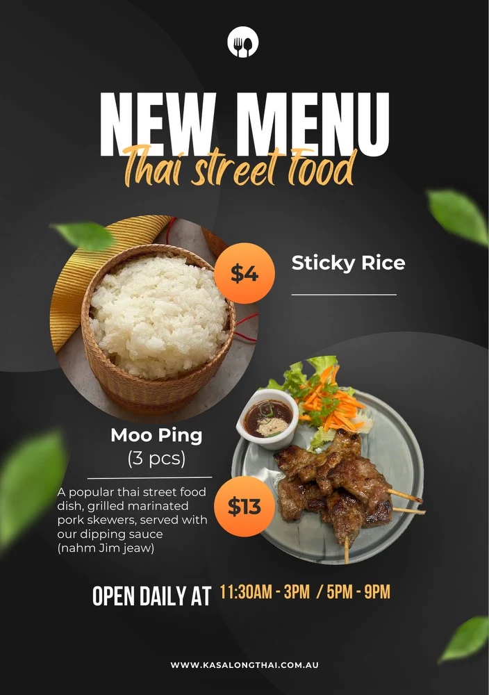 Menu, Kasalong Thai Restaurant Richmond