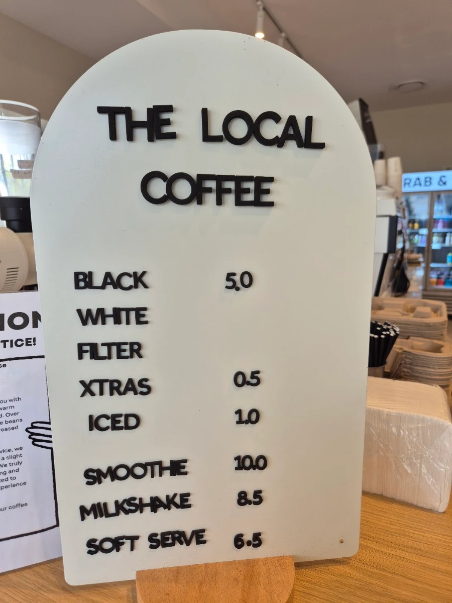 Menu, The Local Enfield