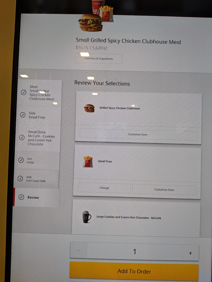 Menu, McDonald's Cessnock