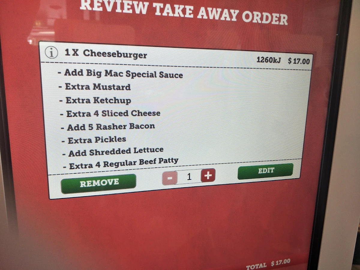 Menu, McDonald's Cessnock