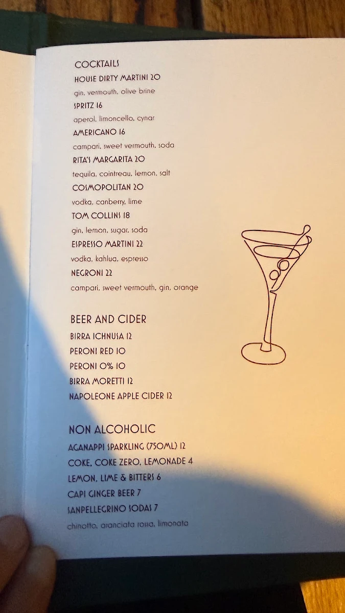 Menu, Rita's Abbotsford