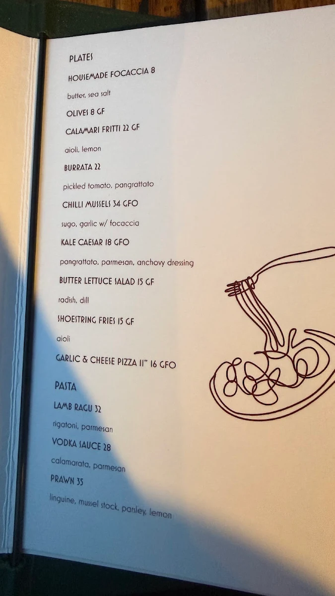 Menu, Rita's Abbotsford