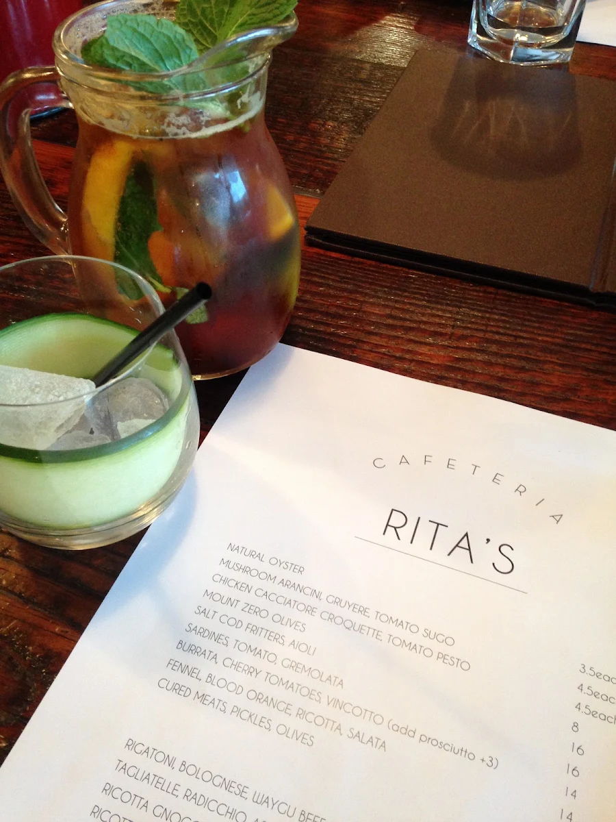 Menu, Rita's Abbotsford