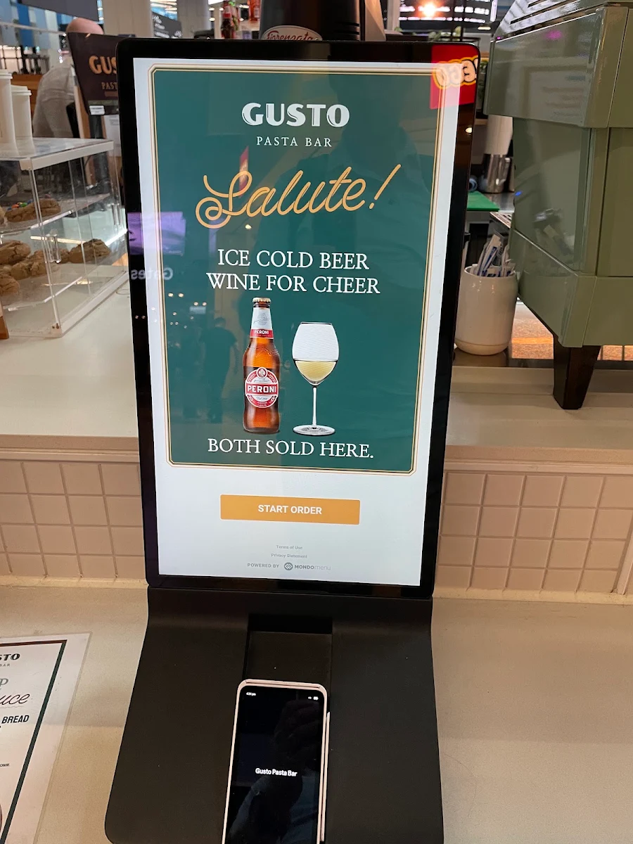 Menu, Gusto Pasta Bar