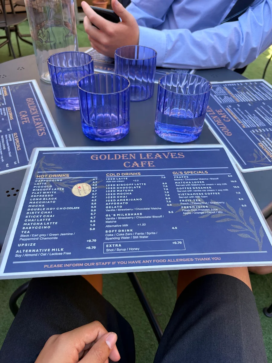 Menu, Golden Leaves Cafe