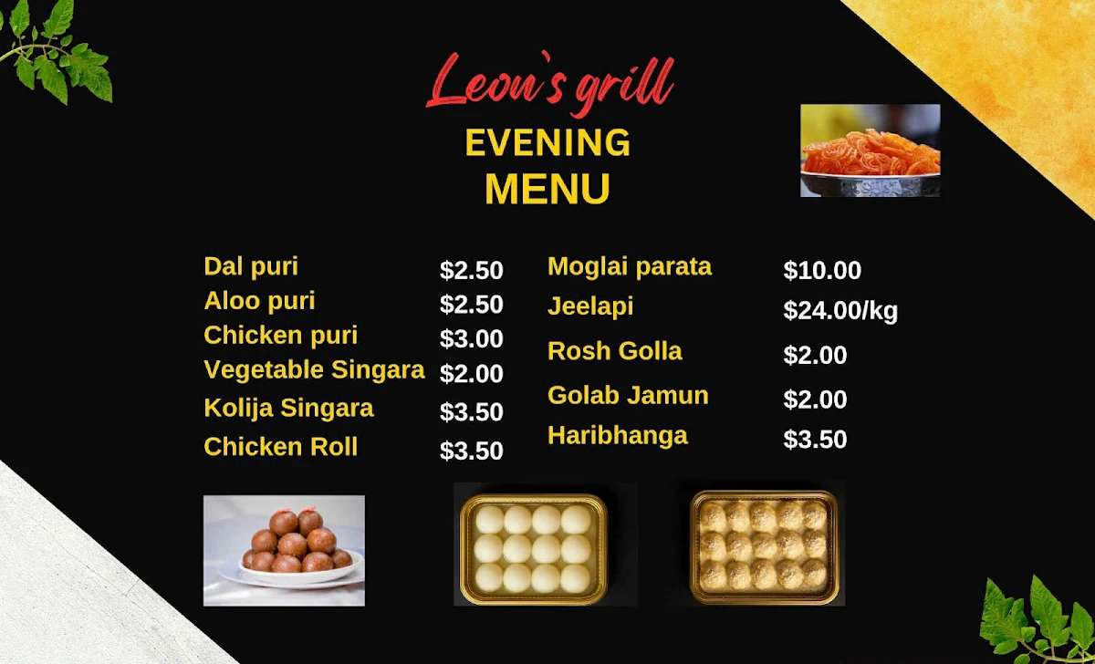 Menu, Leon’s Grill