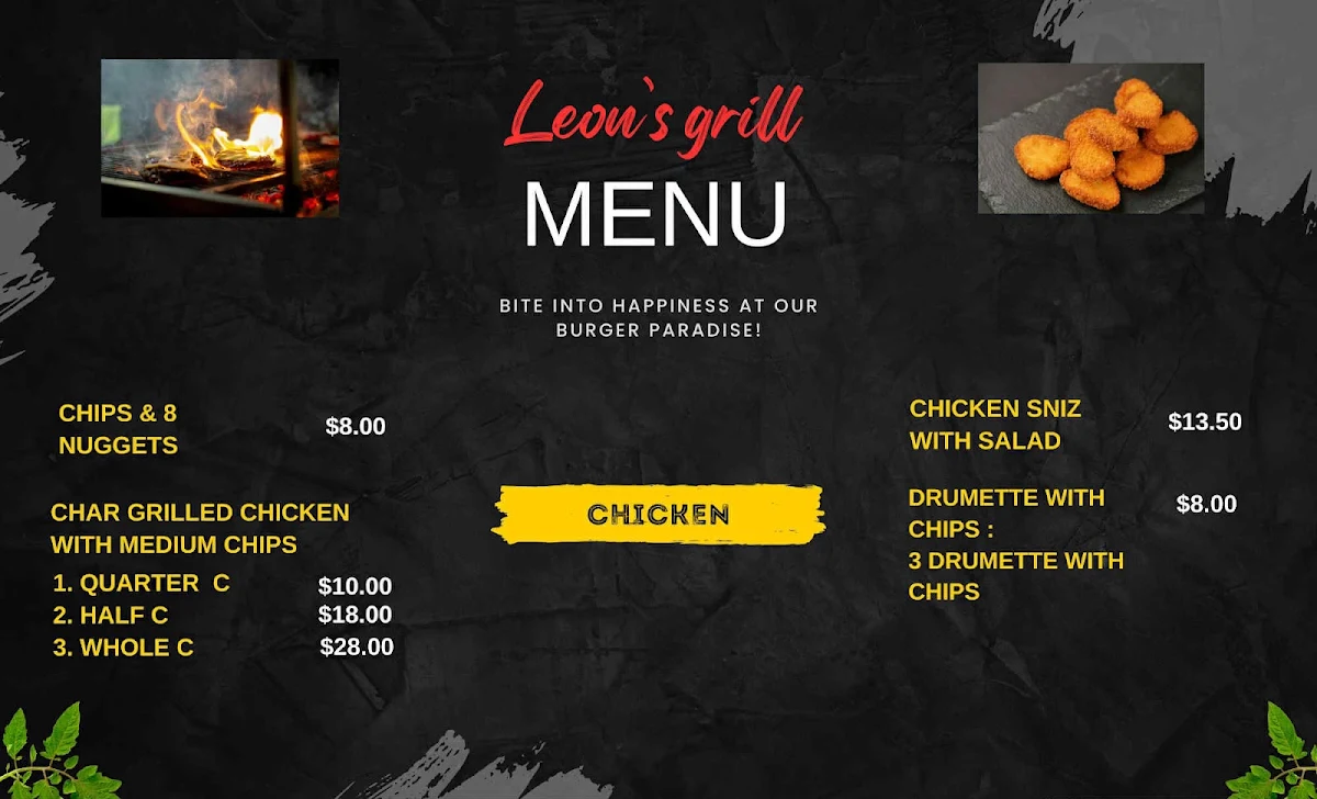 Menu, Leon’s Grill