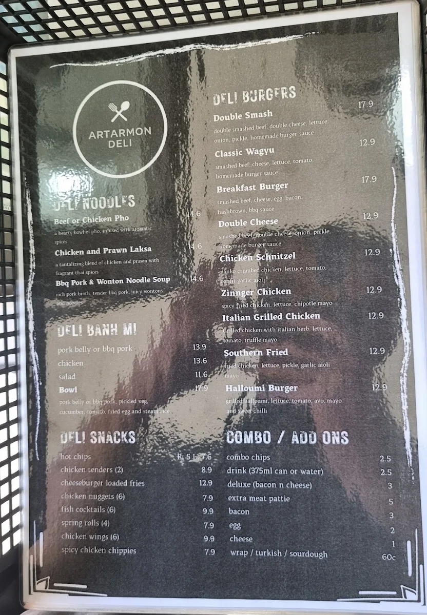 Menu, Artarmon Deli