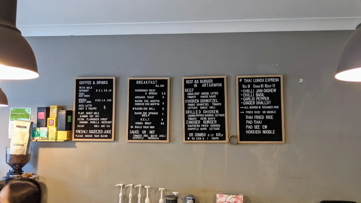 Menu, Artarmon Deli