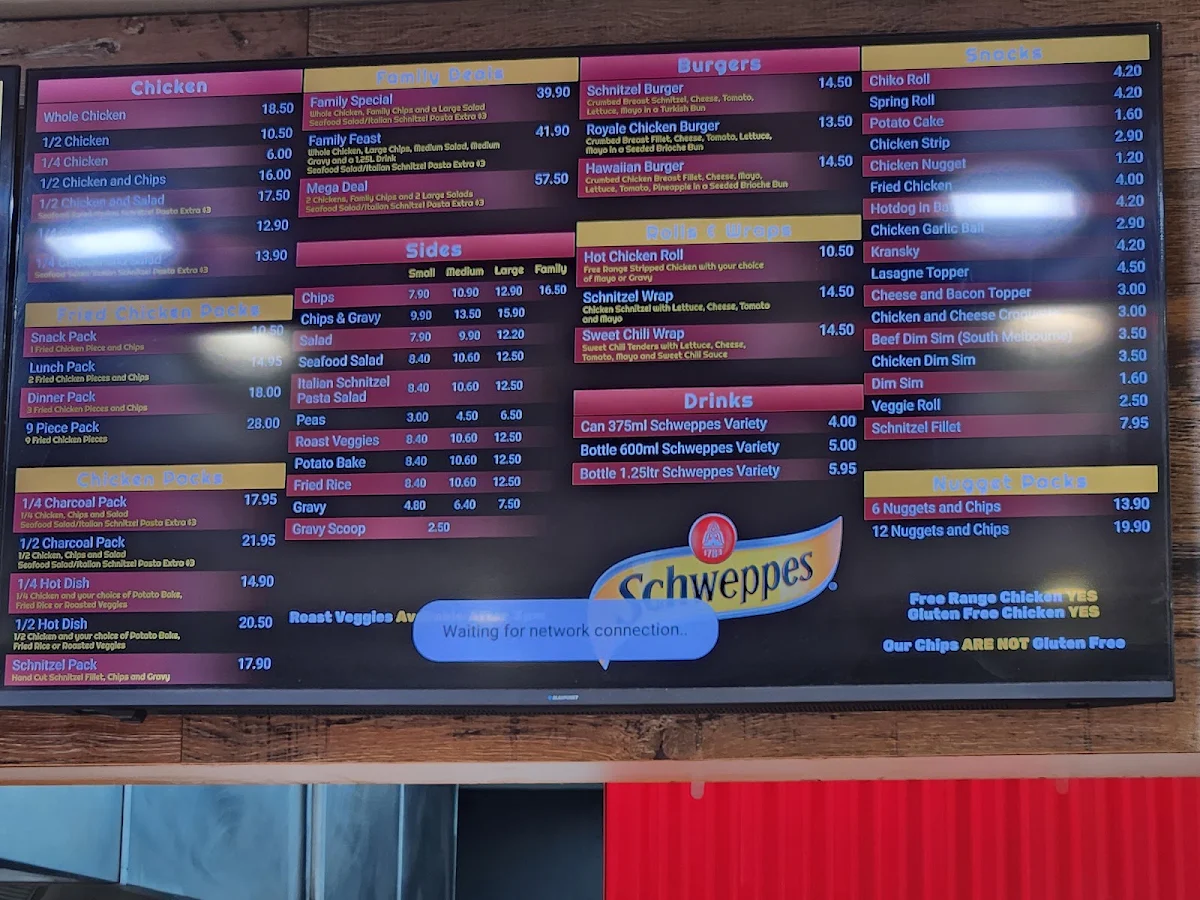 Menu, Goody's Charcoal Chicken