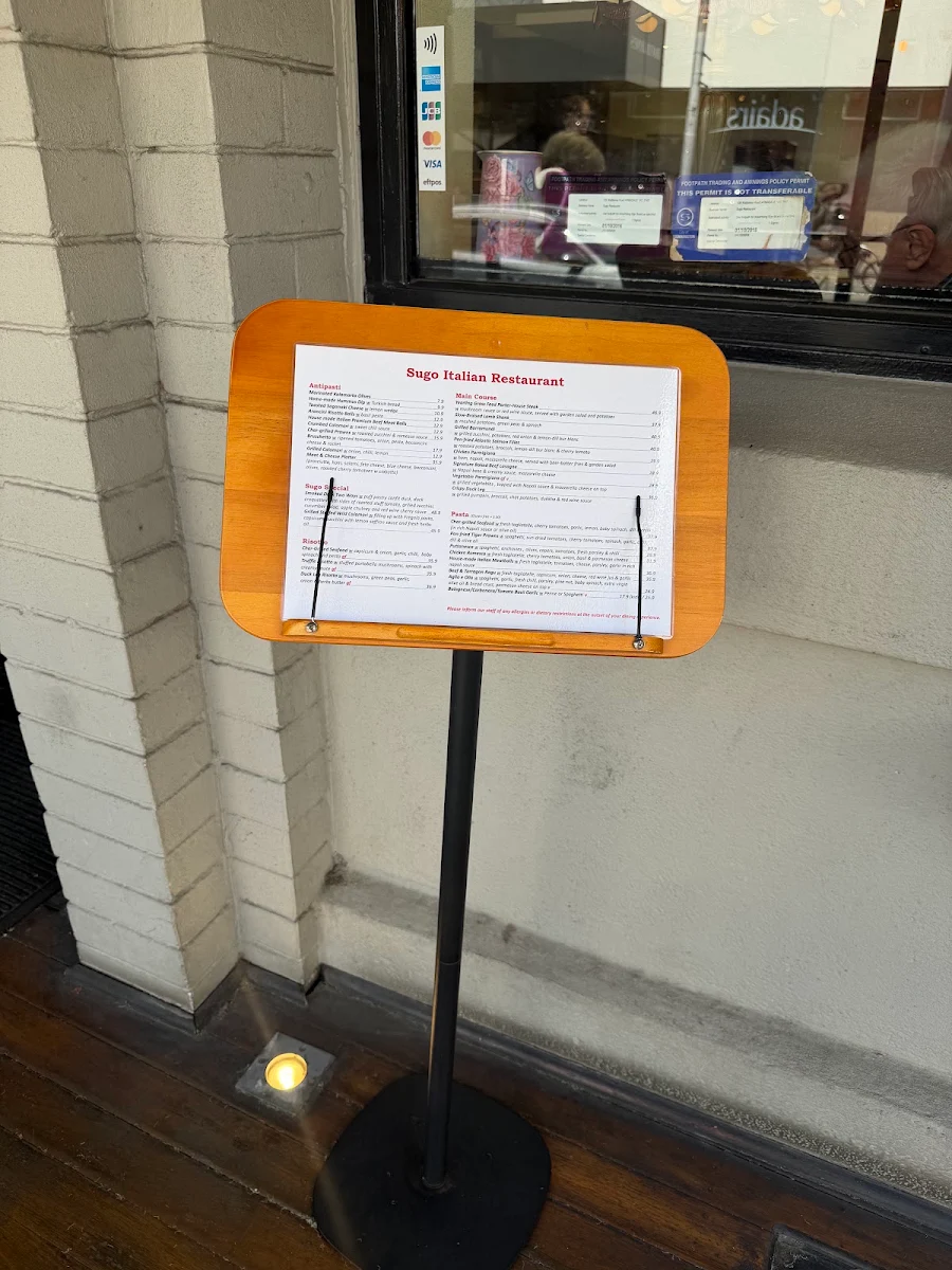 Menu, Sugo Restaurant