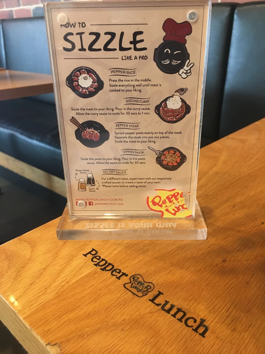 Menu, Pepper Lunch