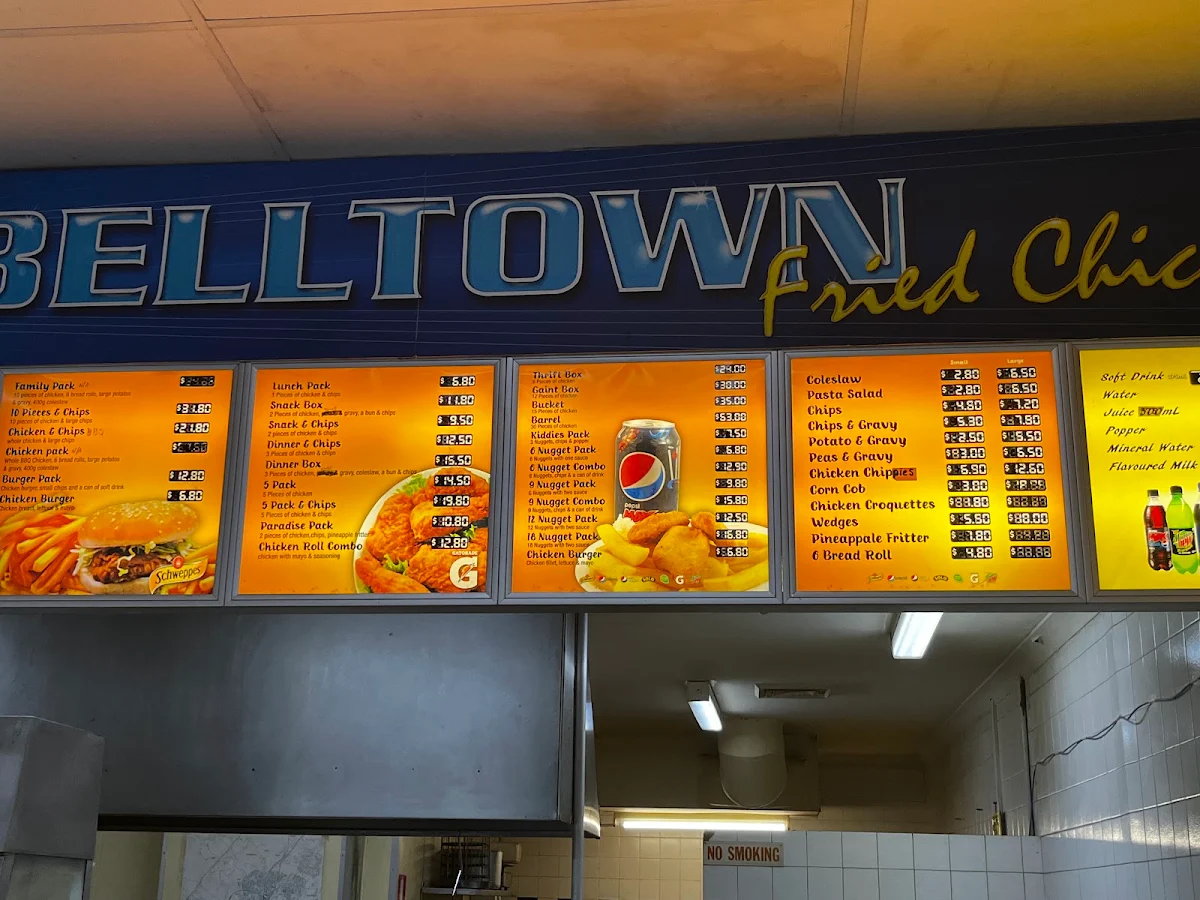 Menu, Campbelltown Fried Chicken