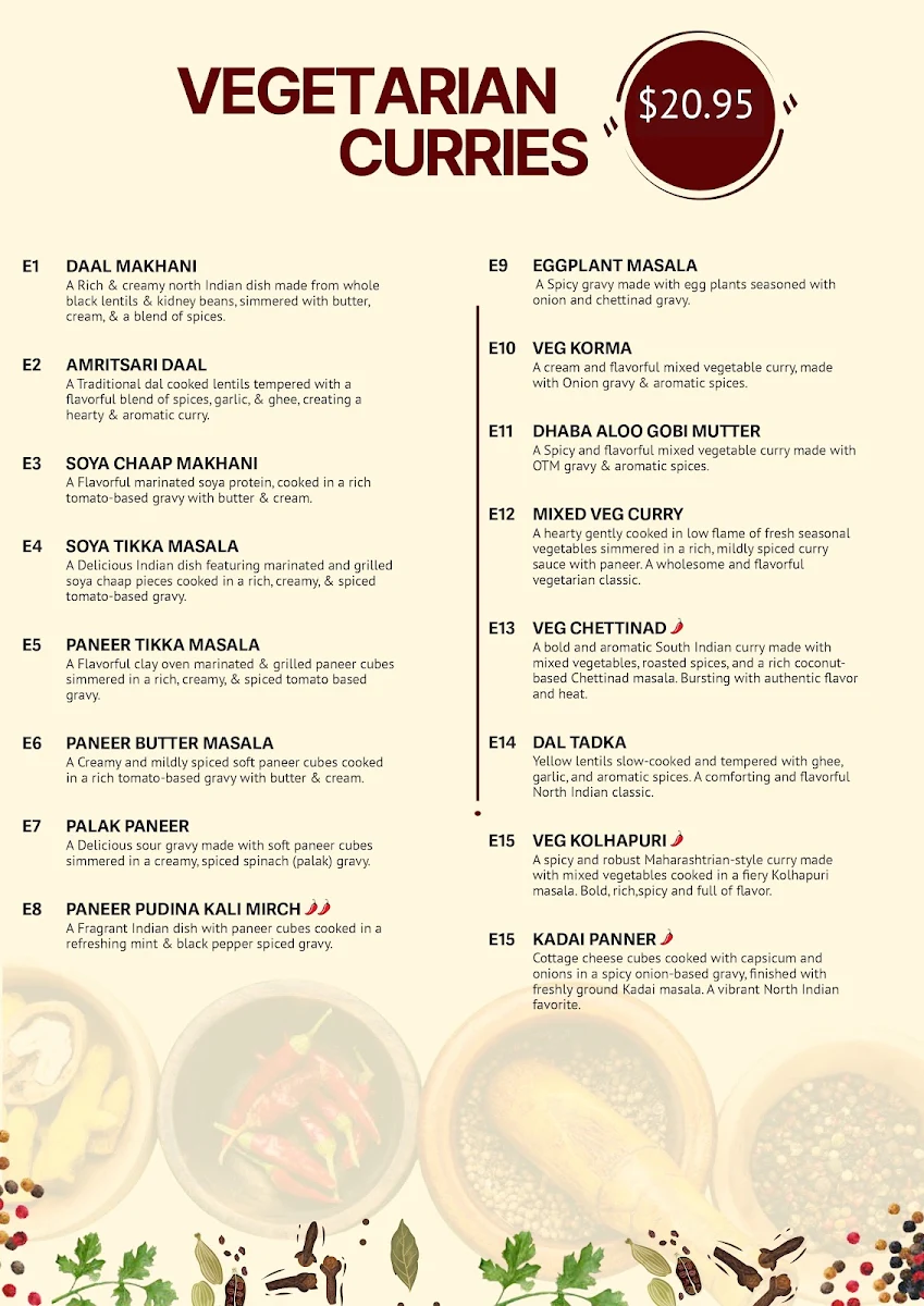 Menu, Dosa Hut Indian Multi Cuisine Restaurant Aspley