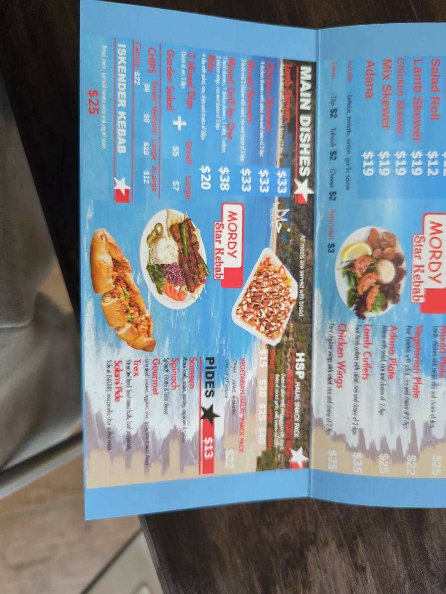 Menu, Mordy Star Kebabs
