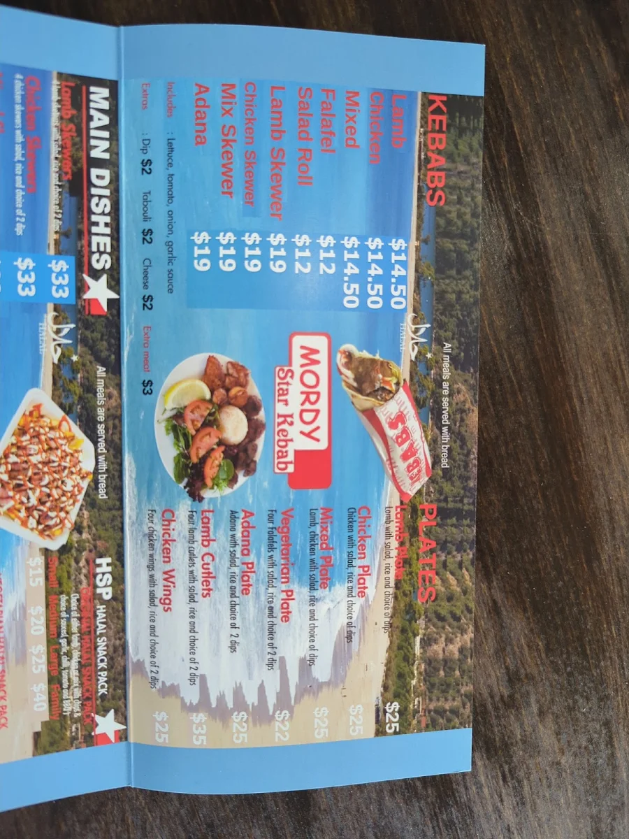 Menu, Mordy Star Kebabs