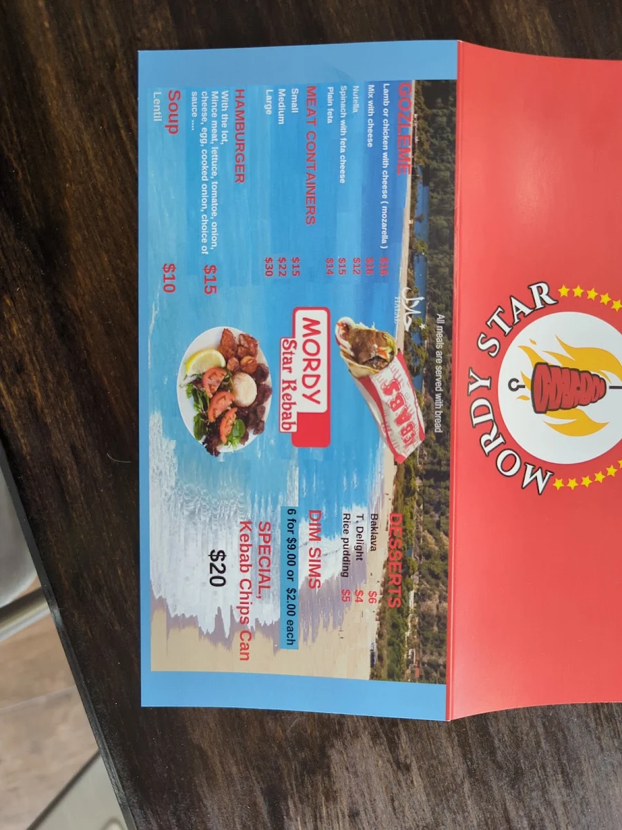 Menu, Mordy Star Kebabs