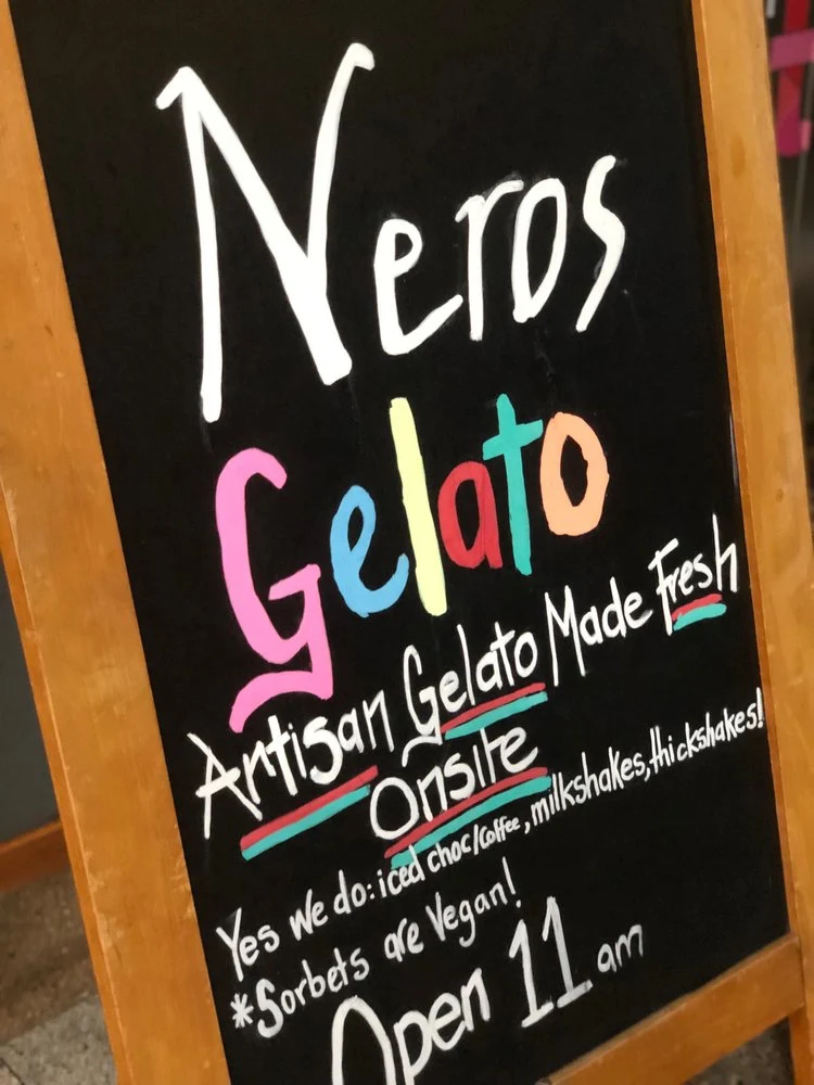 Menu, Neros Gelato Cafe