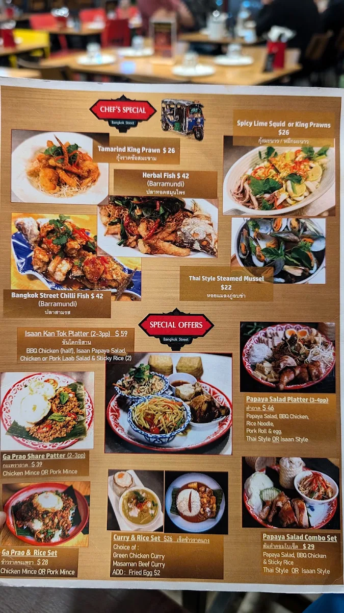 Menu, Bangkok Street Thai Bistro