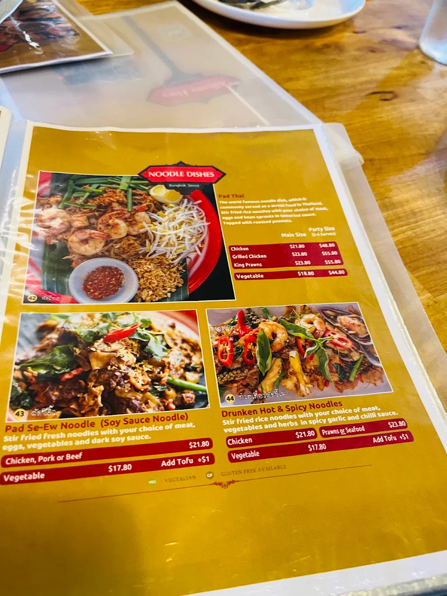 Menu, Bangkok Street Thai Bistro