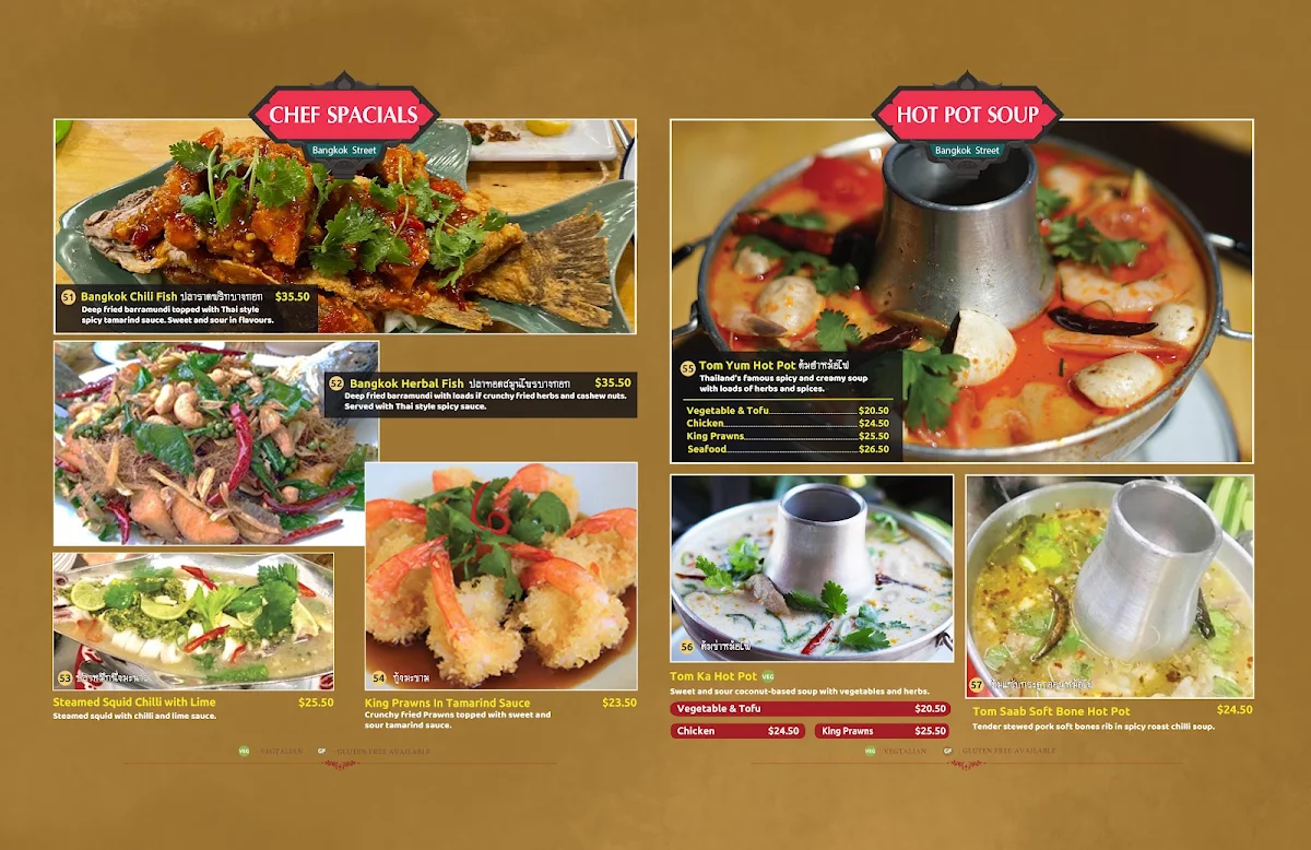 Menu, Bangkok Street Thai Bistro