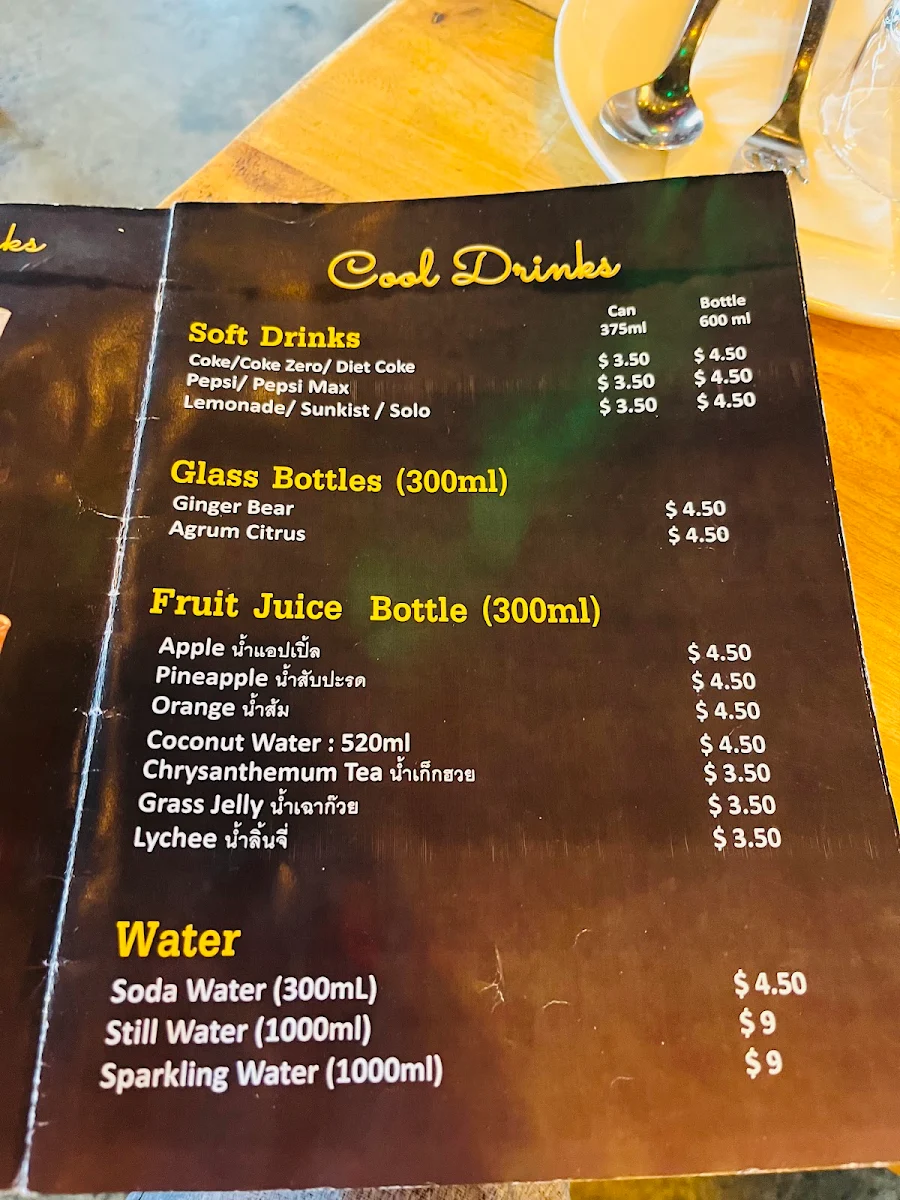 Menu, Bangkok Street Thai Bistro