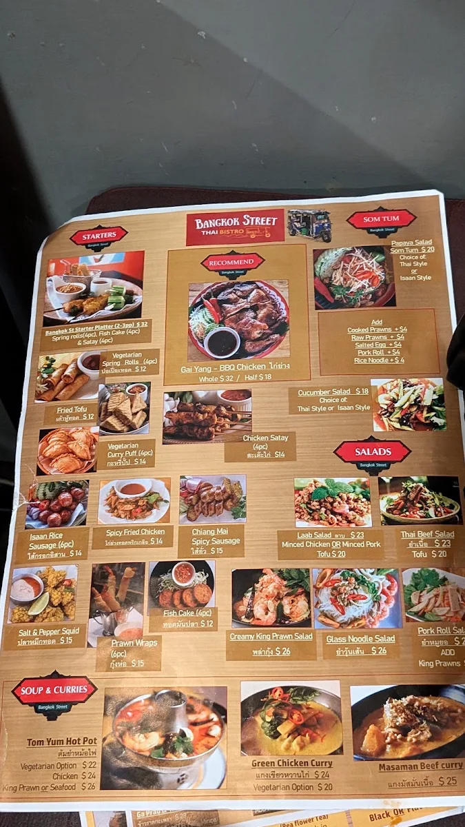Menu, Bangkok Street Thai Bistro