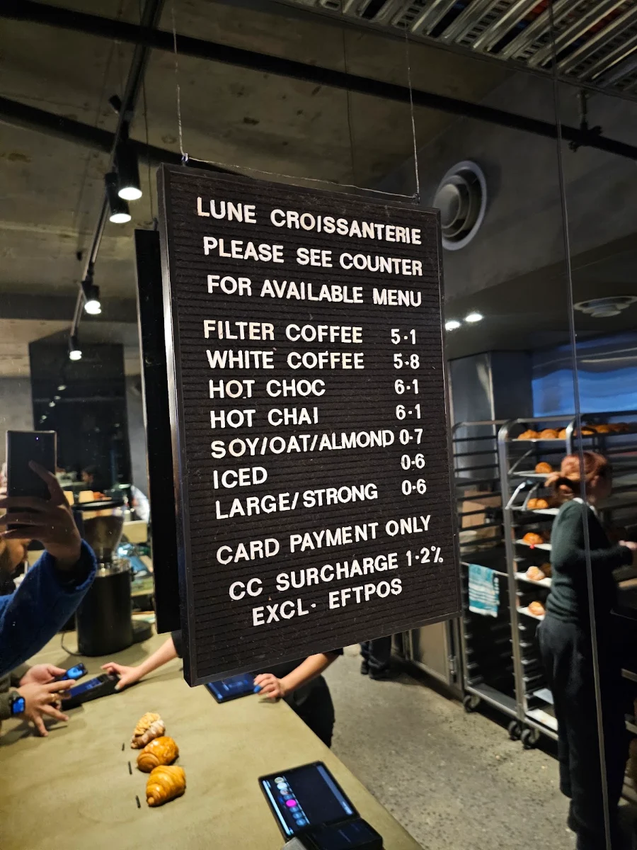 Menu, Lune Croissanterie Melbourne CBD on Russell