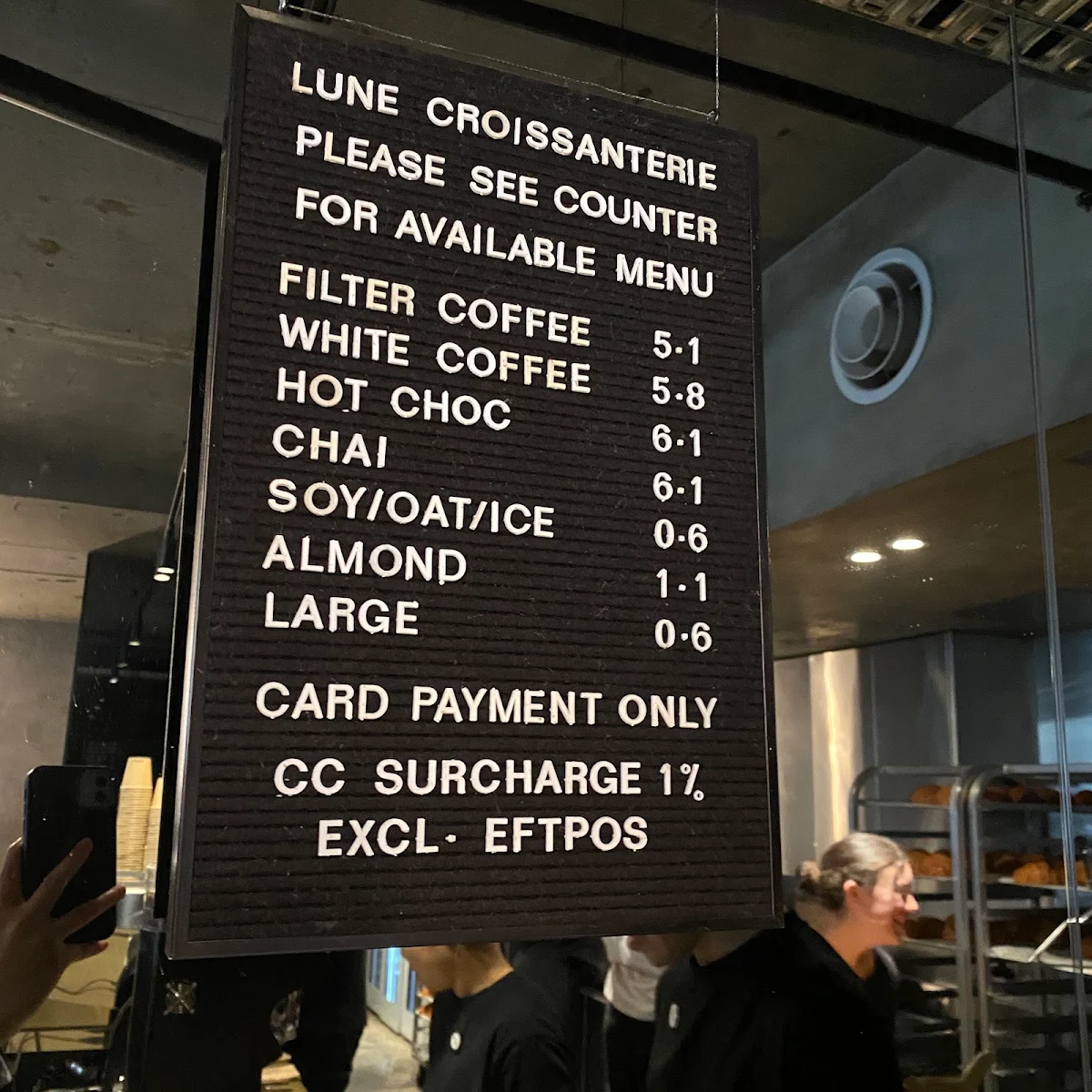 Menu, Lune Croissanterie Melbourne CBD on Russell