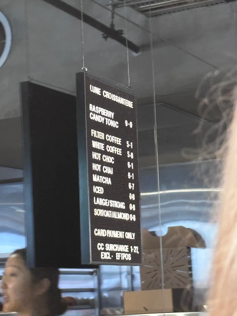 Menu, Lune Croissanterie Melbourne CBD on Russell