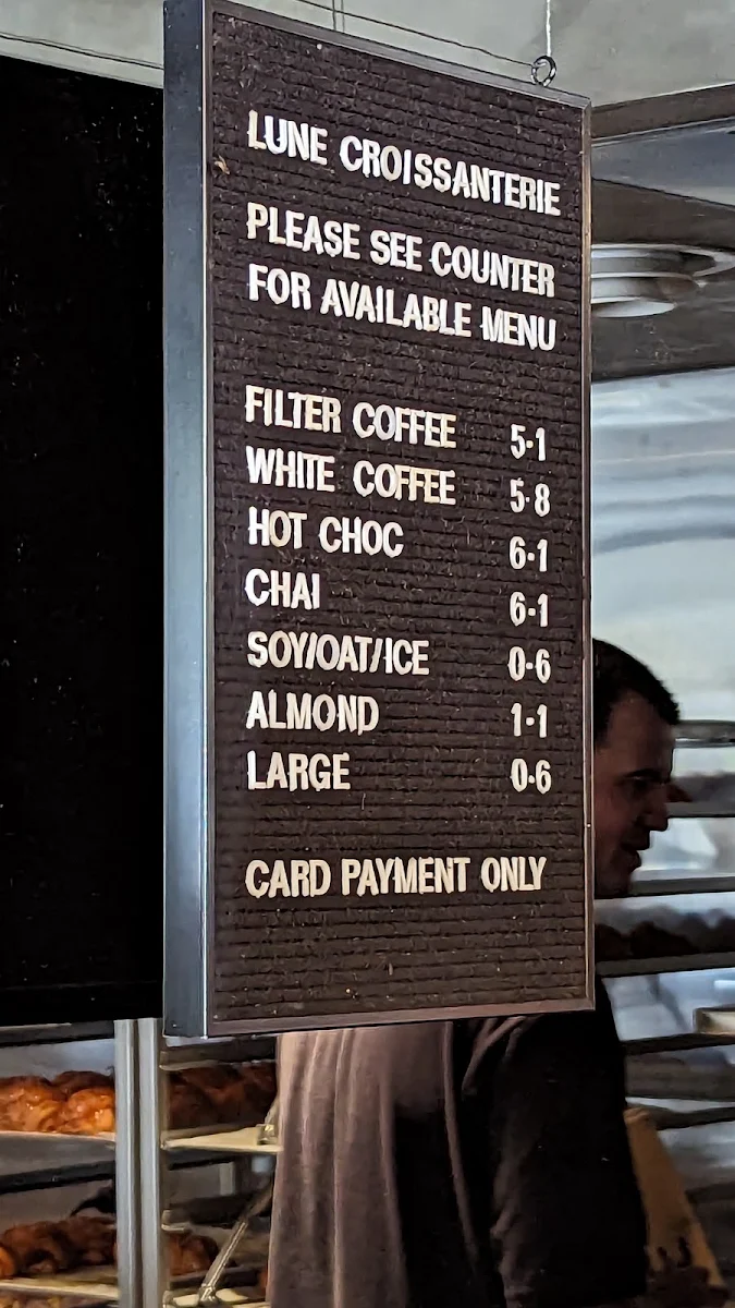 Menu, Lune Croissanterie Melbourne CBD on Russell