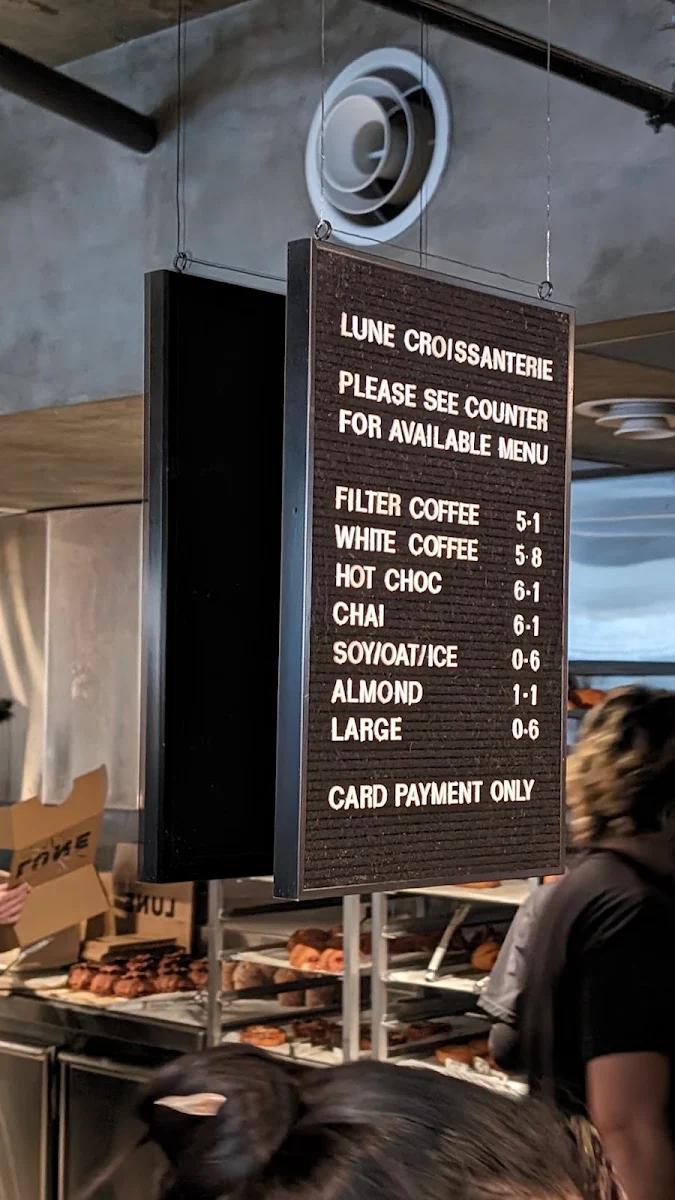 Menu, Lune Croissanterie Melbourne CBD on Russell
