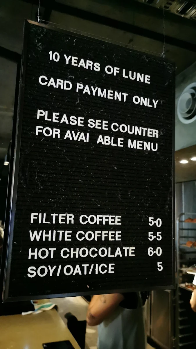 Menu, Lune Croissanterie Melbourne CBD on Russell