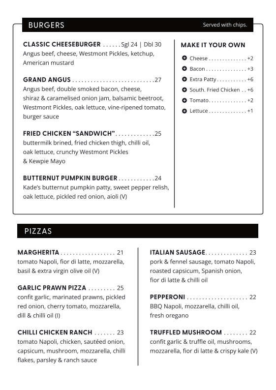 Menu, The Commercial Hotel