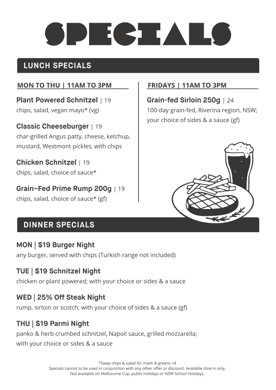 Menu, The Commercial Hotel