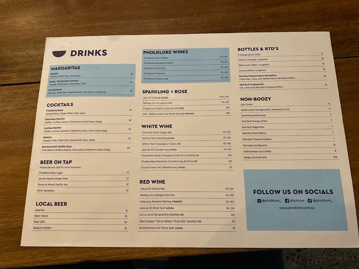 Menu, Pholklore