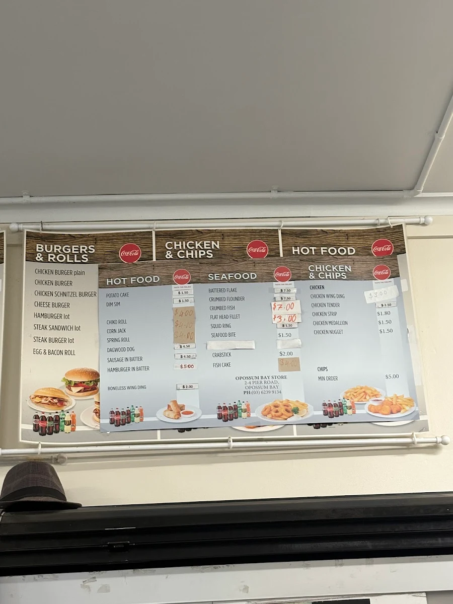 Menu, The Opossum Bay Store