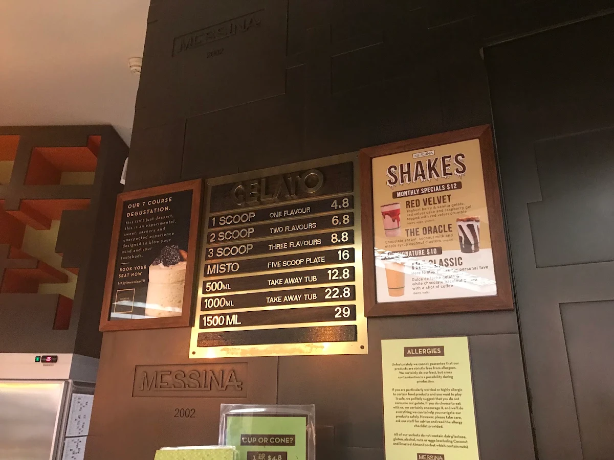 Menu, Gelato Messina The Star