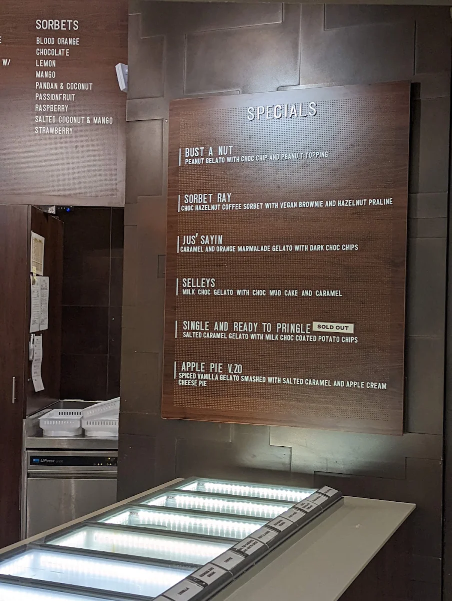 Menu, Gelato Messina The Star