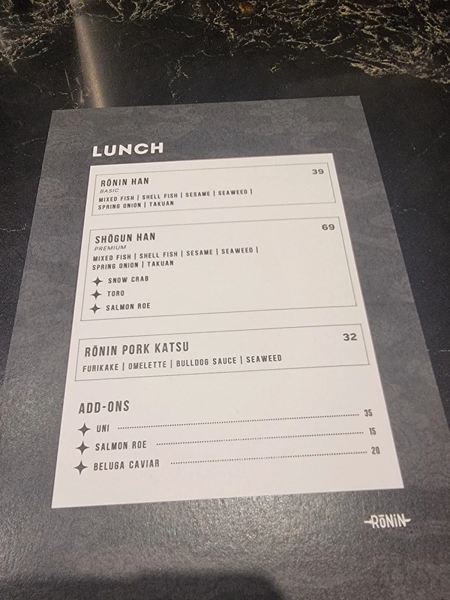 Menu, Rōnin ōmakase