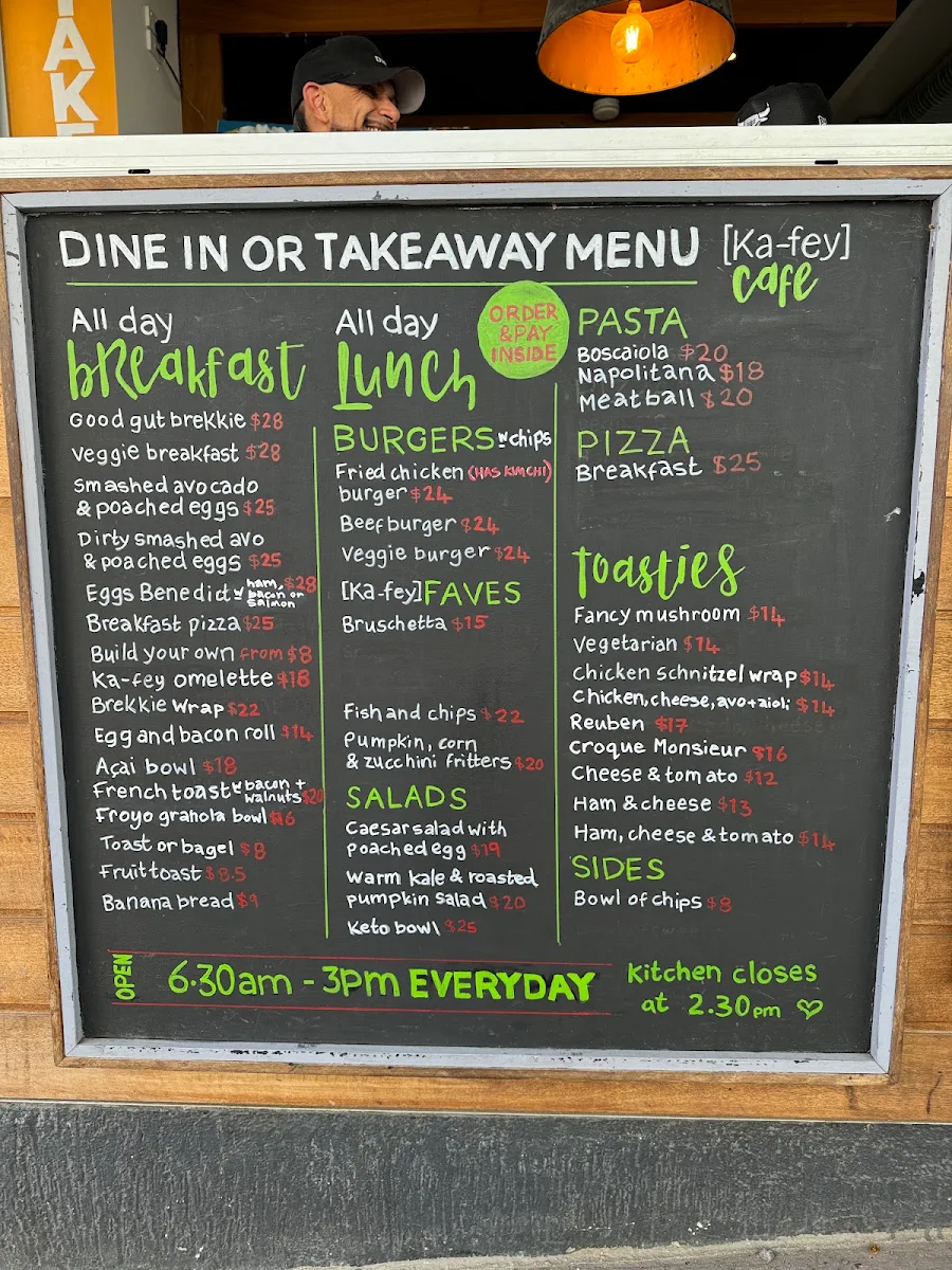 Menu, Ka-fey cafe
