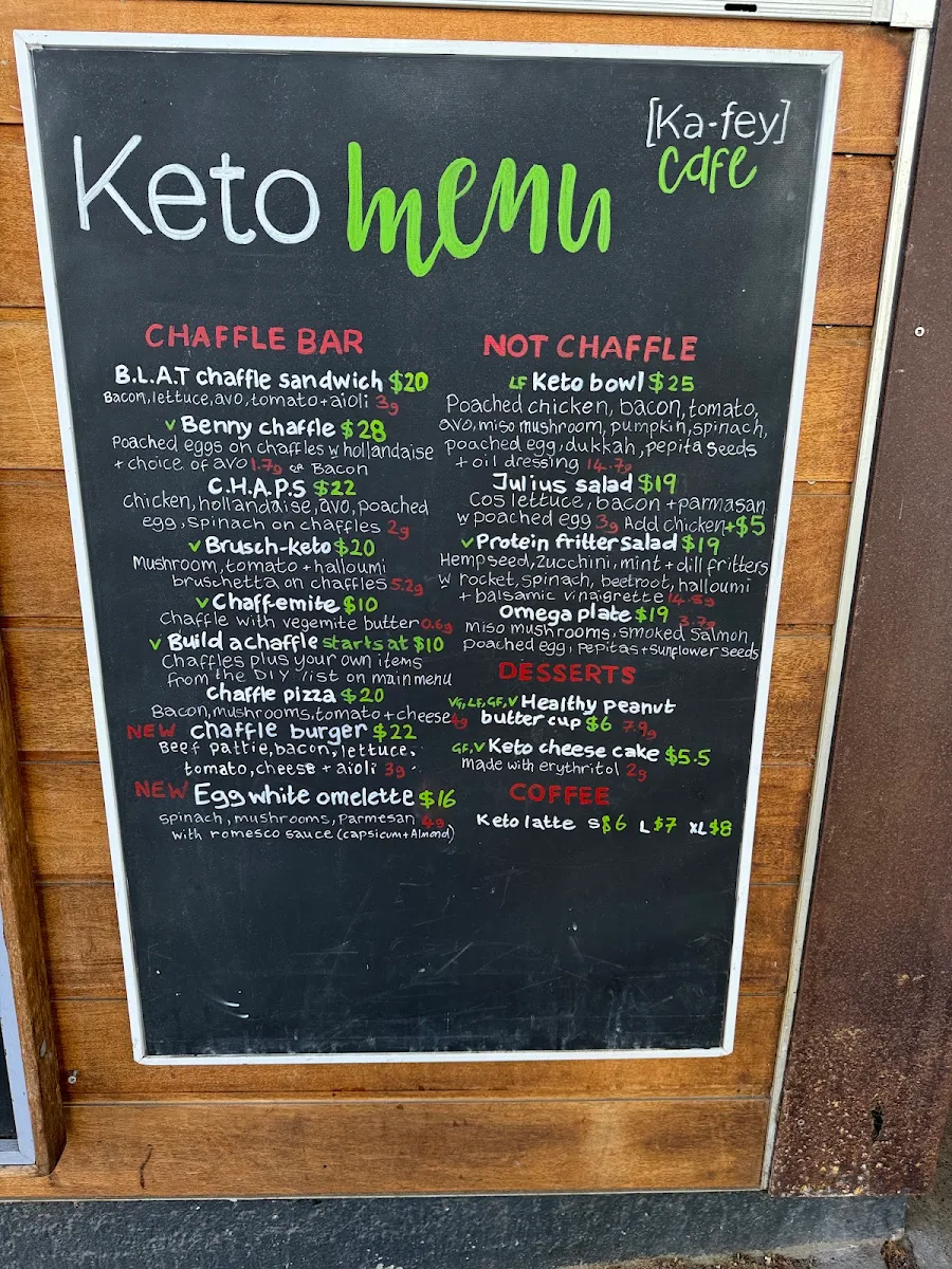 Menu, Ka-fey cafe