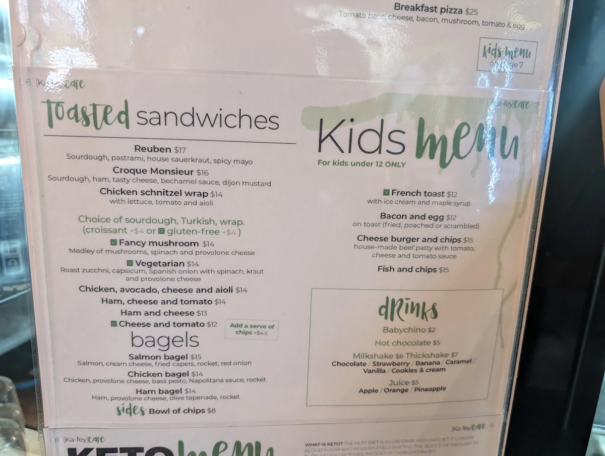 Menu, Ka-fey cafe