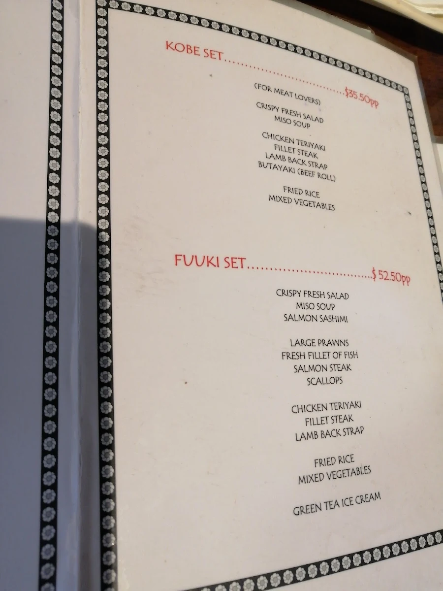 Menu, Osaka Japanese Teppanyaki Restaurant