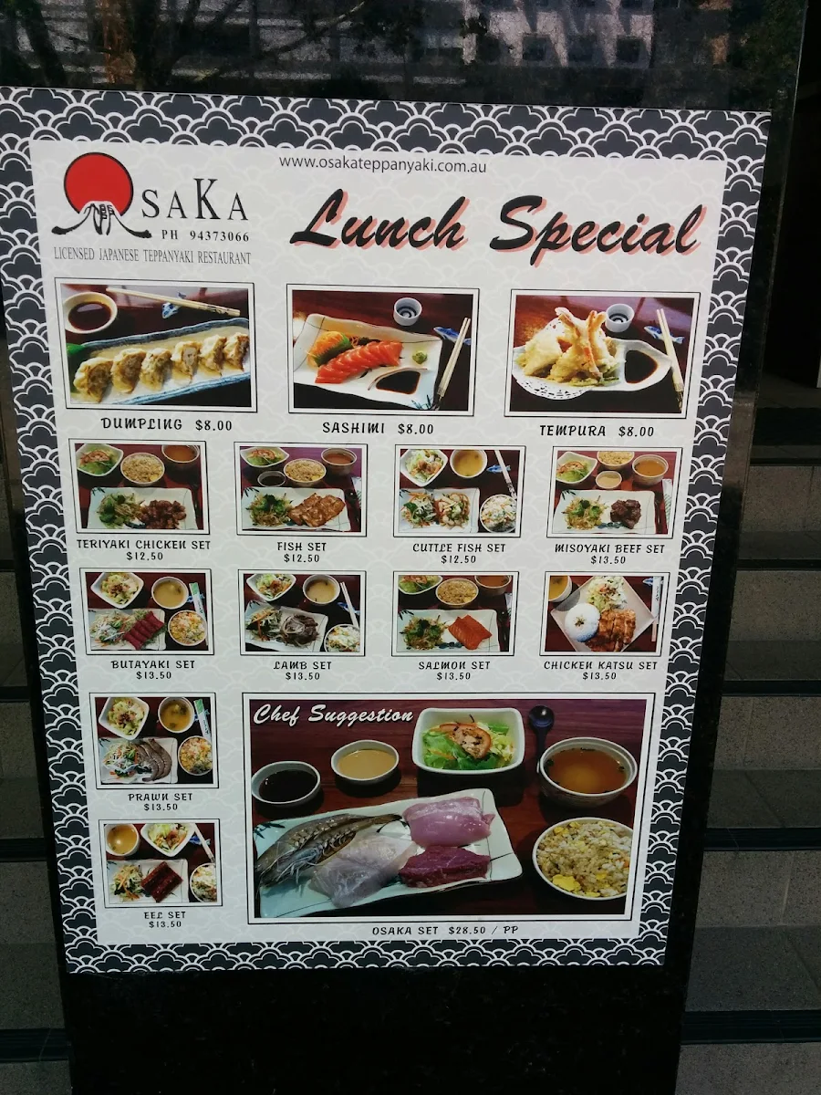 Menu, Osaka Japanese Teppanyaki Restaurant