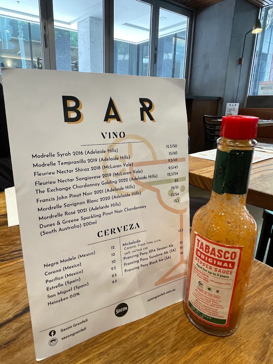Menu, Sazón
